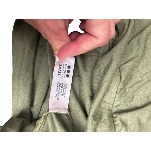 Three Dots size small avocado green vneck wrap blouse - Picture 3 of 7